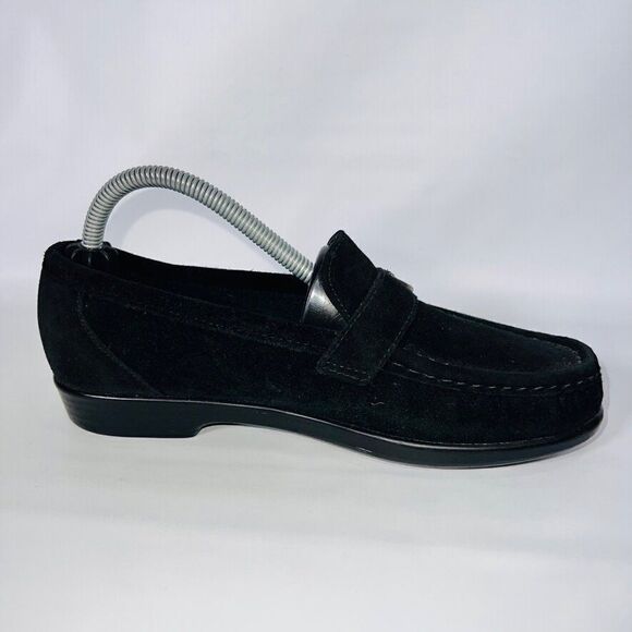 SAS Lara Slip-on Loafer Black Suede with Silver Buckle Women's 5.5 M - Picture 7 of 11